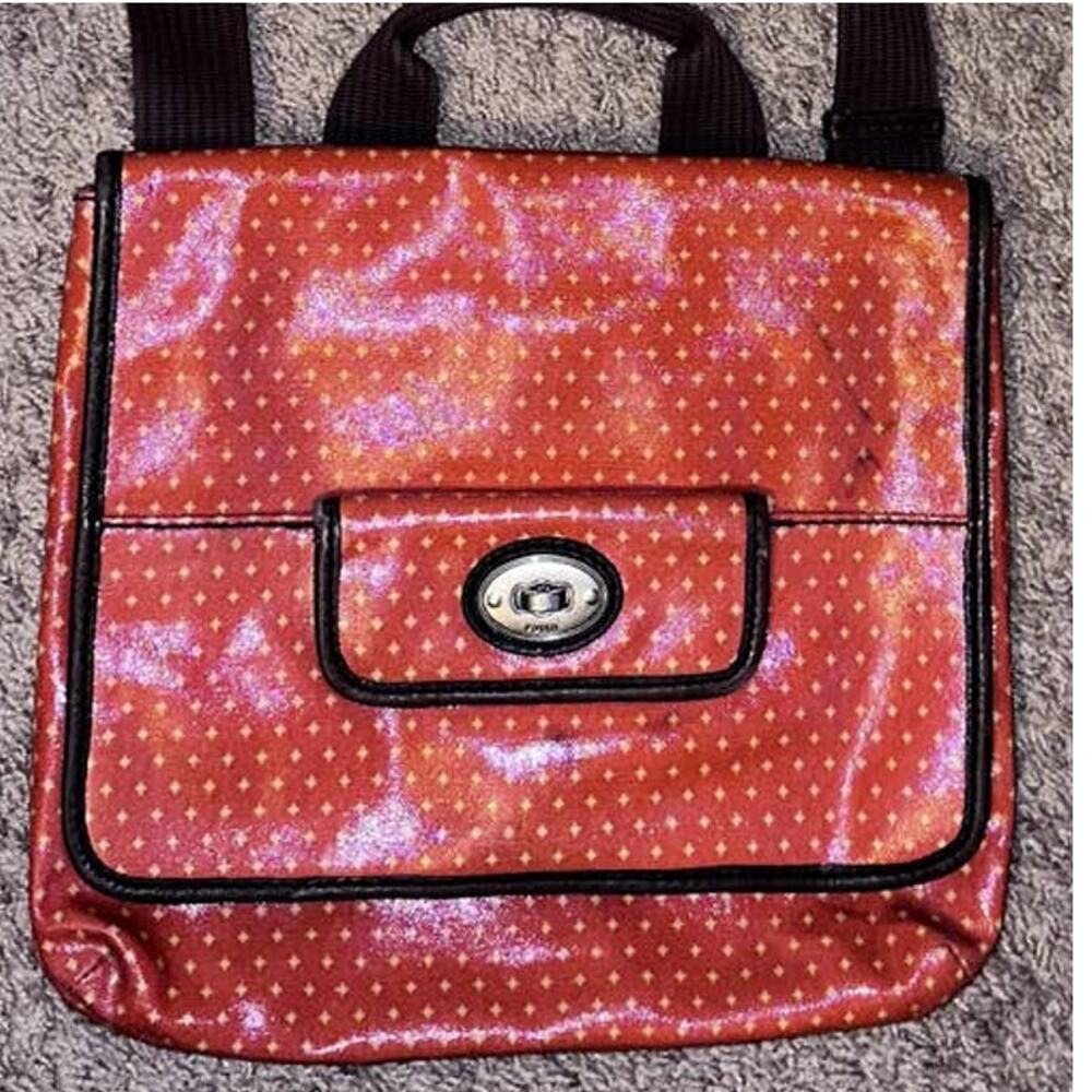 Fossil Key-Per Flap Orange Crossbody messenger bag